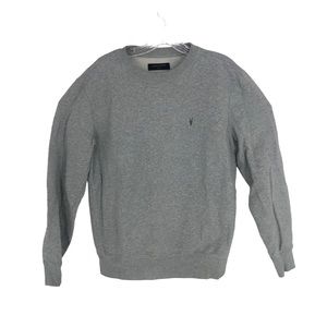 ALL SAINTS Men Heather Gray Crewneck Sweater Size Small Sweatshirt Athletic